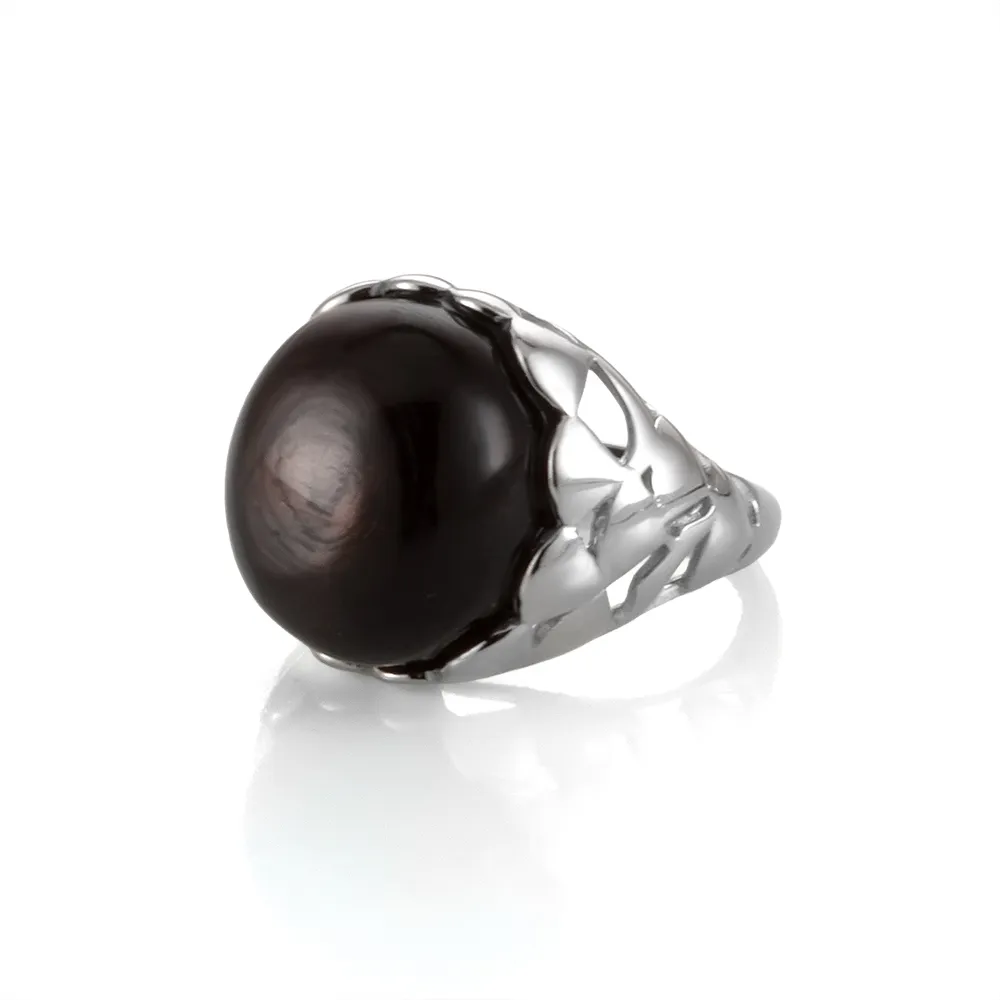 【Woogie武吉珠寶】超強財富能量精品金運石純銀設計戒指(大蛋面18mm兩款可選)