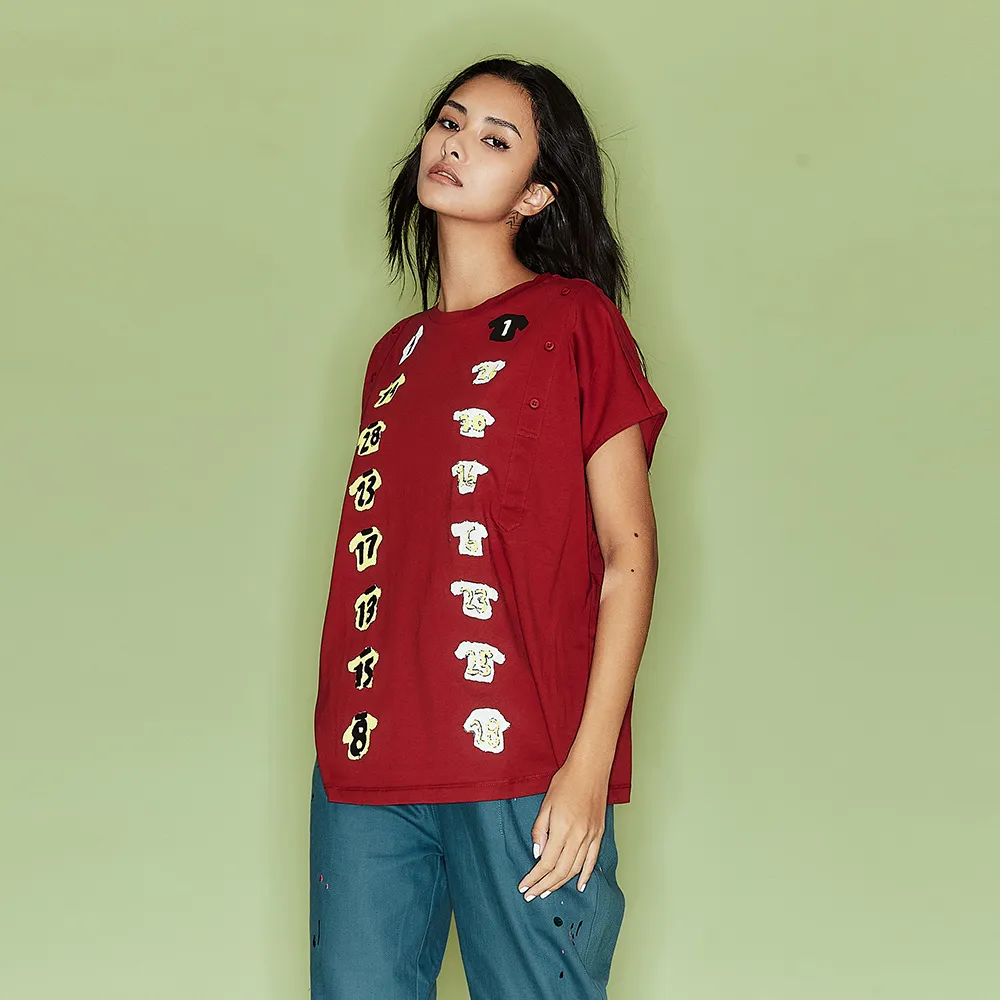 【ICHE 衣哲】Cop.Copine法式設計3D立體抓摺五分袖印花造型上衣(兩色)