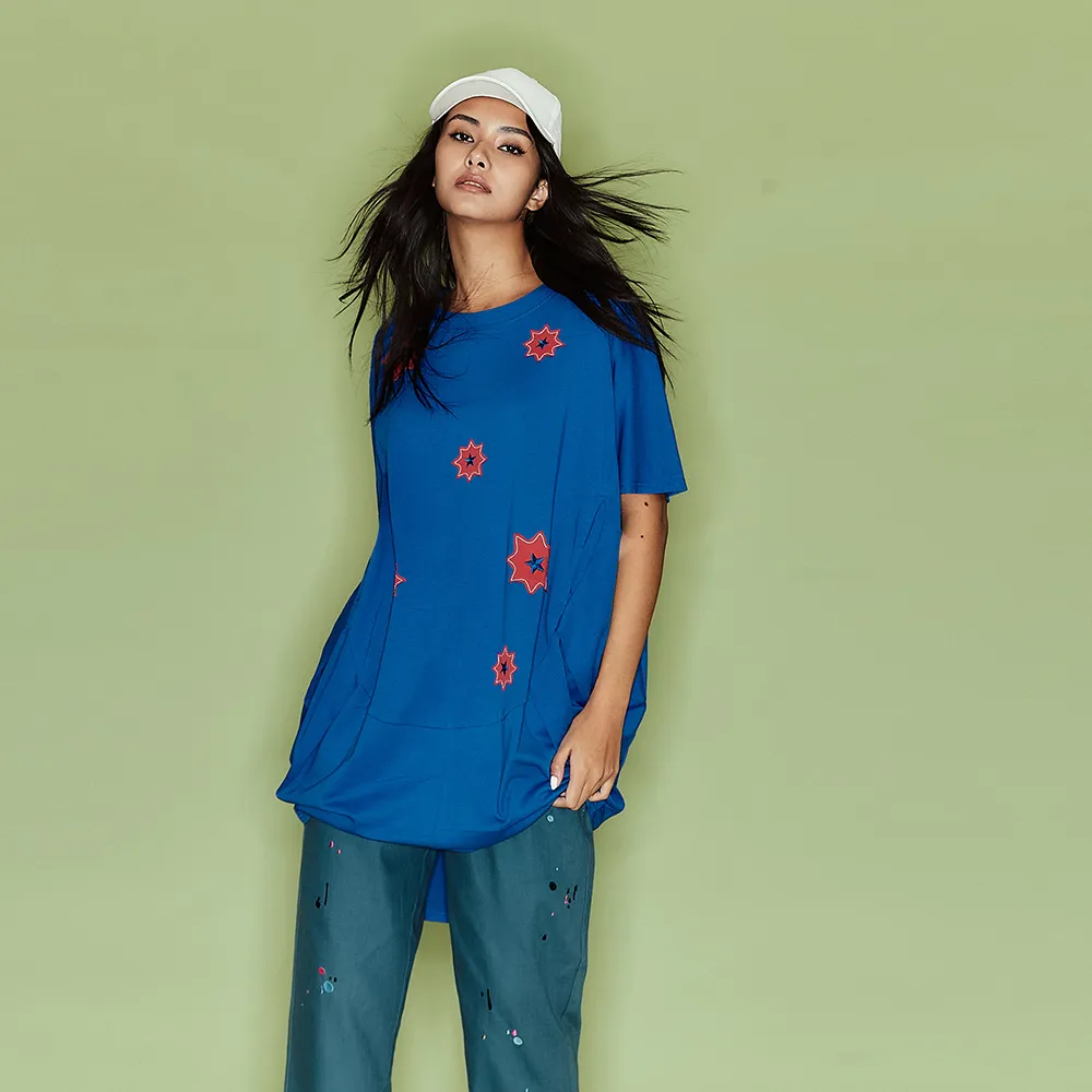 【ICHE 衣哲】Cop.Copine 星漾自由．空氣感繭型造型長版上衣洋裝(兩穿-兩色)