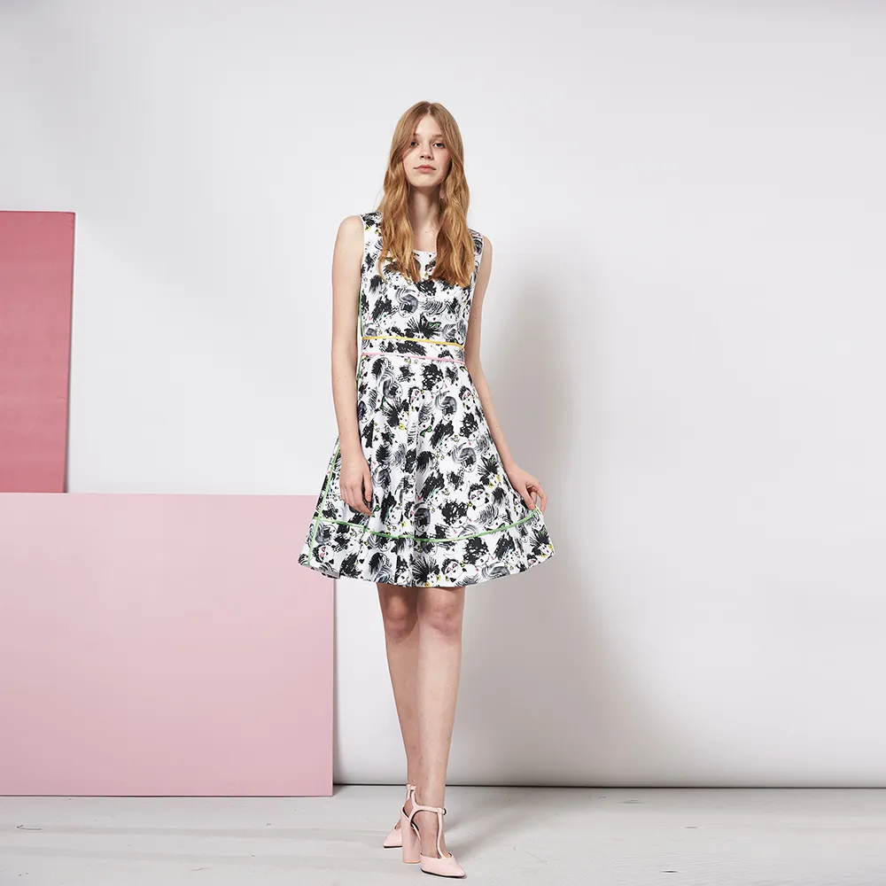 【ICHE 衣哲】設計趣味印花時尚造型禮服洋裝