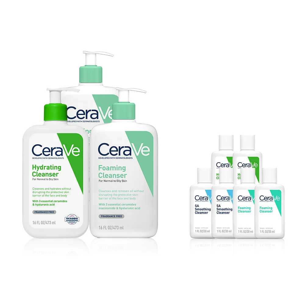 【CeraVe 適樂膚】大容量潔膚露任選三入★潔膚露473ml x3 輕柔保濕/溫和泡沫 2款任選_G(泡沫質地)