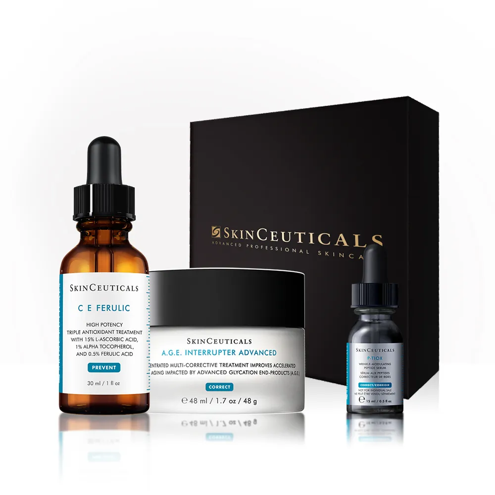 【Skin Ceuticals 修麗可】王牌抗氧撫紋★CE緊緻修護抗氧化精華 30ml+AGE普拉斯鏈活膚緊緻霜 48ml 禮盒組