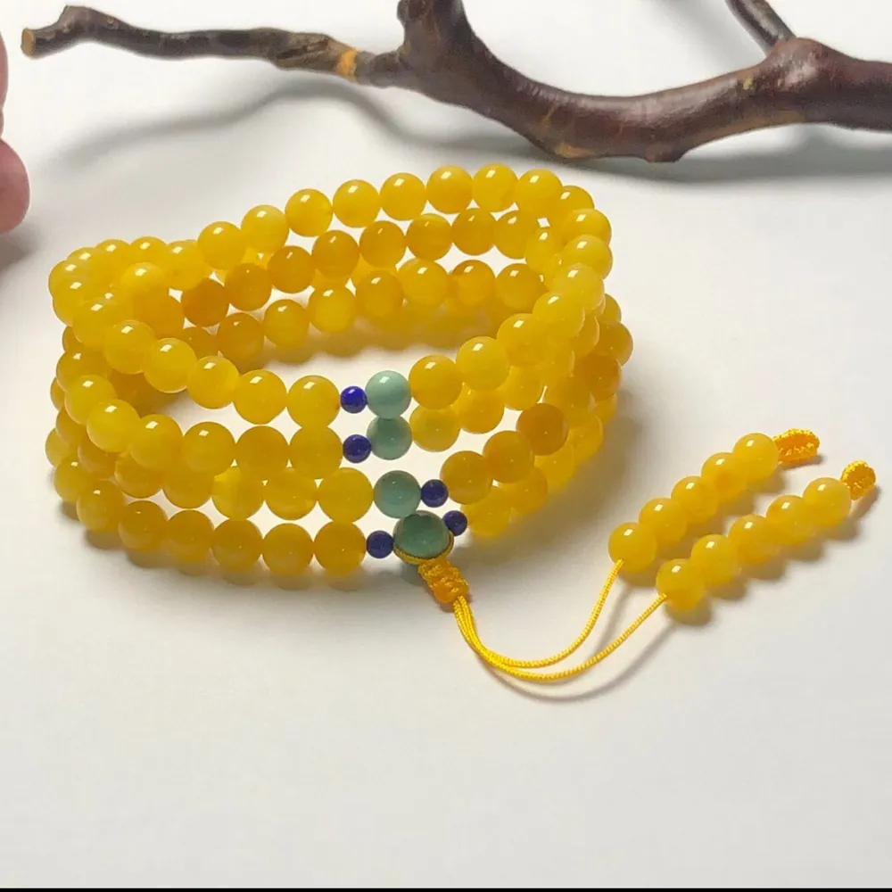 【勝弘珠寶】波羅的海金絞蜜108顆唸珠項鍊