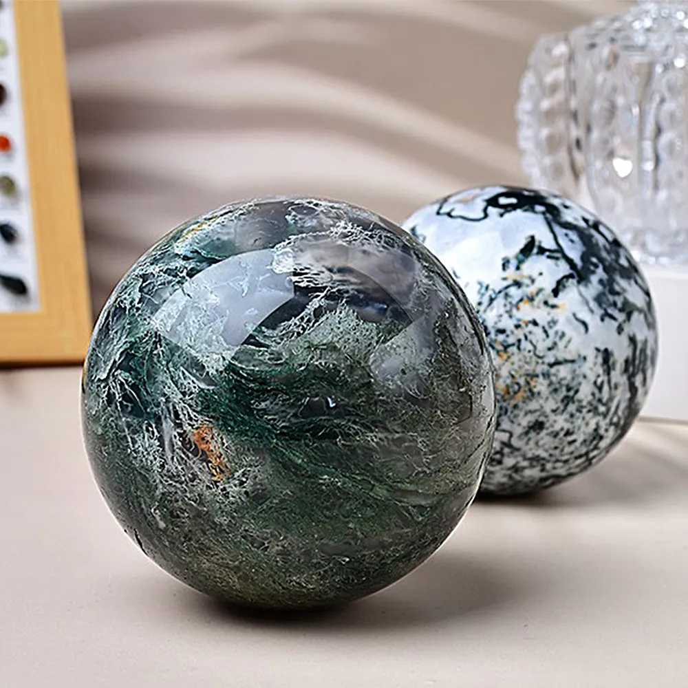 【赫本珠寶】($2388)水草瑪瑙水晶球(約58-62mm)