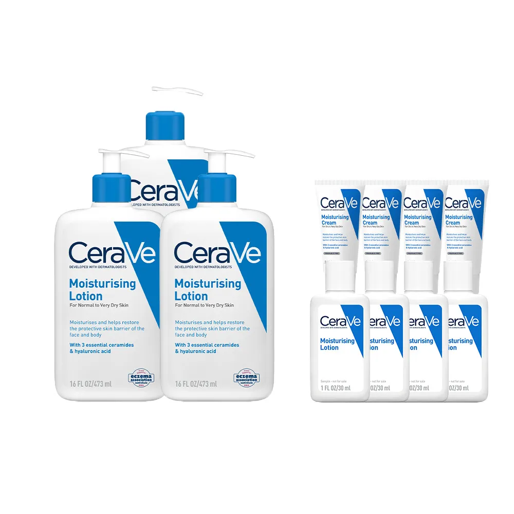 【CeraVe 適樂膚】家庭囤貨組★長效清爽保濕乳_大 年度限定組_A(臉部身體乳液)