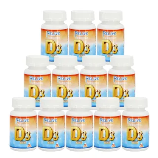 【RELIVE】全方位維生素D3鈣口嚼錠 12瓶組(30錠/瓶 主任醫師推薦-幫助骨骼與牙齒的生長發育)