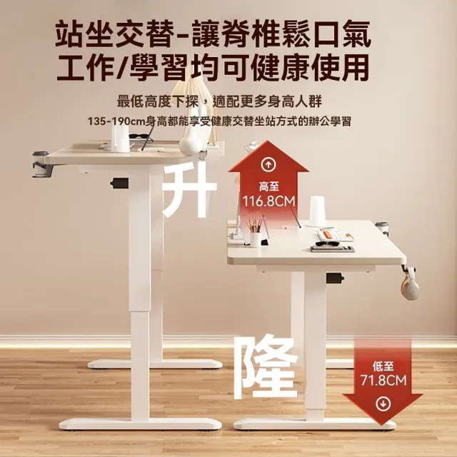 【匠俱】實木電動升降桌 18MM加厚桌面 80CM長60CM深 雙節腿 單電機 (升降桌 電腦桌 辦公桌 電競桌 )