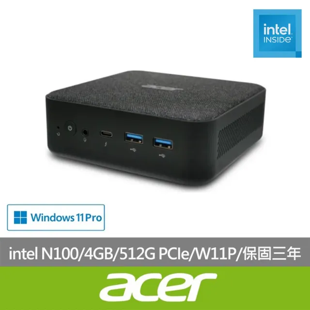 【Acer 宏碁】特仕款 N100 四核Mini桌上電腦(RB102/N100/4GB/512G PCIe/W11P)
