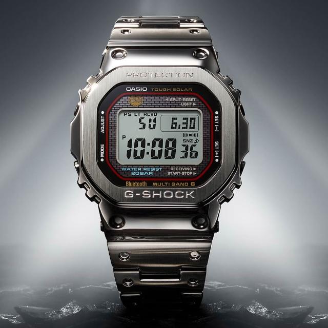 【CASIO 卡西歐】G-SHOCK 太陽能藍牙電波錶-銀 送禮 禮物(GMW-B5000D-1C)