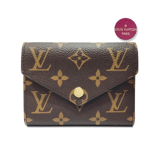 【Louis Vuitton 路易威登】M41938 經典Victorine系列經典Monogram帆布三折暗釦短夾(紫紅色)