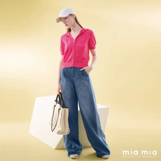 【mia mia】撞色剪裁牛仔寬口褲