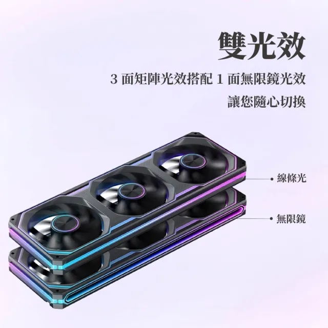 【JONSBO 喬思伯】XA360 ARGB Gen1 一體式全幅雙光效風扇 黑/白(無限鏡+導光條/3年換新/正反轉)