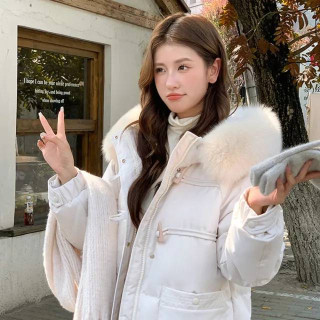 【巴黎精品】現貨出清 真90%白鴨絨真狐狸毛領羽絨外套(連帽女外套a1do48)