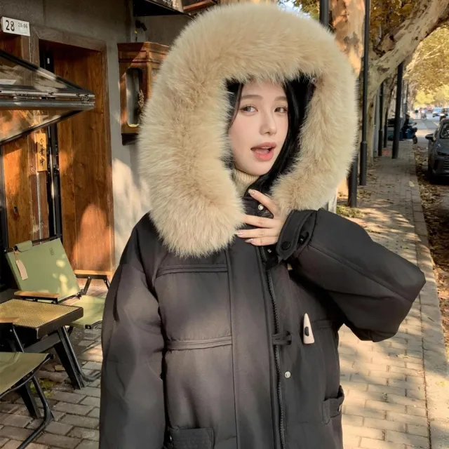 【巴黎精品】現貨出清 真90%白鴨絨真狐狸毛領羽絨外套(連帽女外套a1do48)
