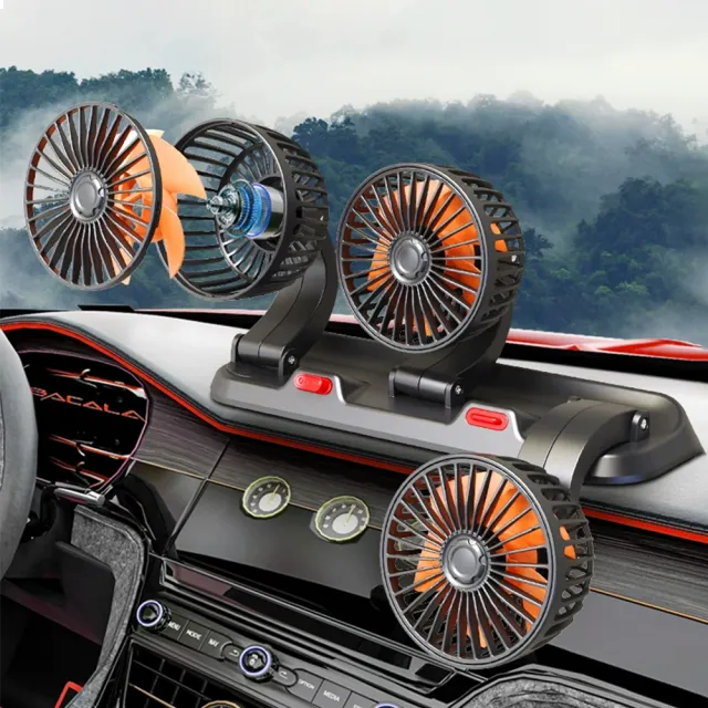 【車選家】升級三頭循環扇-USB款(車用風扇 USB風扇 循環扇 露營電扇 360度風扇)