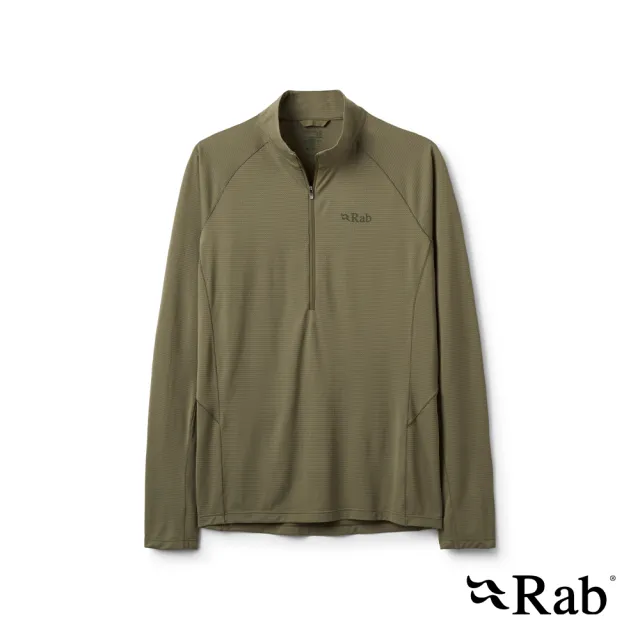 【RAB】Sonic LS Zip 長袖輕量抗臭立領半拉鍊排汗衣 男款 淺卡其 #QCC53