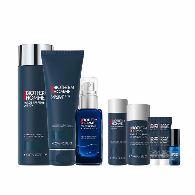 BIOTHERM碧兒泉男仕極量深層三步驟組，專為男士肌膚設計，包含精華液、洗面乳與乳液，提供深層保濕與修復功效，強化肌膚屏障，改善乾燥與粗糙，讓肌膚保持健康水潤狀態。
