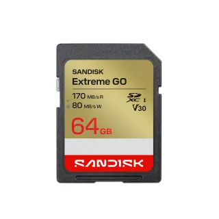 【SanDisk 晟碟】SANDISK Extreme® GO SD UHS-I 64GB 記憶卡(公司貨)