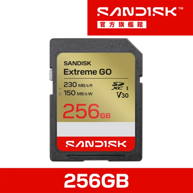 【SanDisk 晟碟】SANDISK Extreme® GO SD UHS-I 256GB 記憶卡(公司貨)