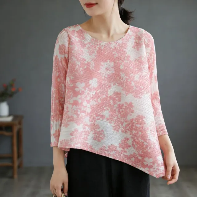 【巴黎精品】巴黎精品 現貨+預購 三宅風皺褶衣服褶皺上衣彈力女裝大尺碼(拚色設計寬鬆女T恤12色b2a3)