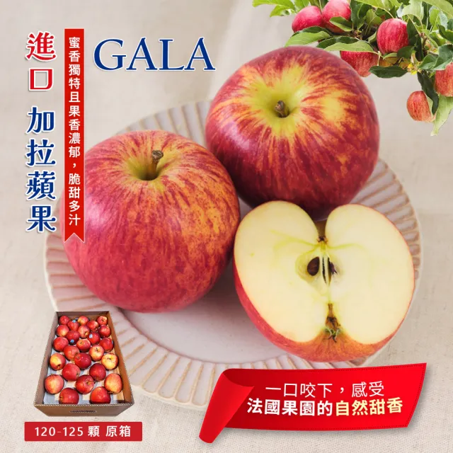 【FruitGo 馥果】進口GALA加拉蘋果150克/顆 x25-30顆/箱 (法國_紐西蘭_美國)