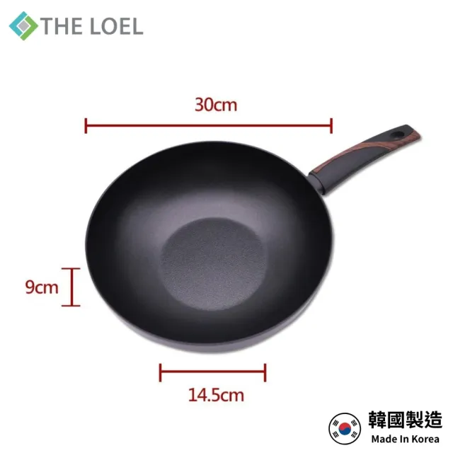 【THE LOEL】原礦不沾鍋深炒鍋30cm(韓國製造 電磁爐/瓦斯爐/IH爐可用鍋)