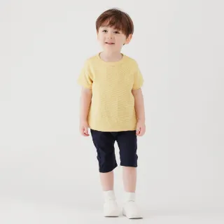 【MUJI 無印良品】幼兒容易穿脫鬆餅紋圓領短袖T恤(灰白/原色/桃紅/黃色/煙燻藍/卡其綠)