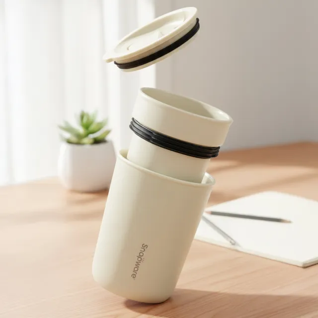 【CorelleBrands 康寧餐具】SNAPWARE 雙層隔熱陶瓷芯享杯400ml-(四色任選)