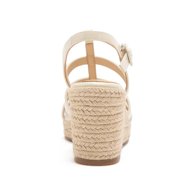 【Pineapple Outfitter】復古線條羅馬楔型涼鞋ISANNE(鏡白色)