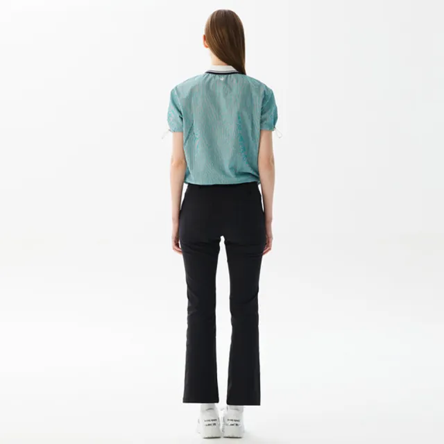 【LE COQ SPORTIF 公雞】高爾夫系列 女款黑色彈力修身長腿俐落感長褲 QLX8K811