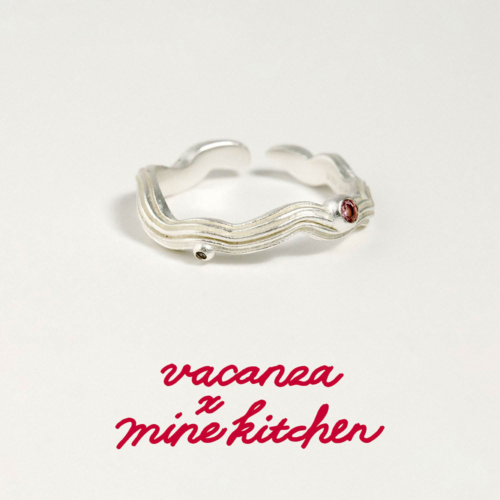 【vacanza】mine kitchen聯名|925純銀|蜜桃烏龍 開口純銀戒指 (抗過敏 母親節禮物 生日禮物)