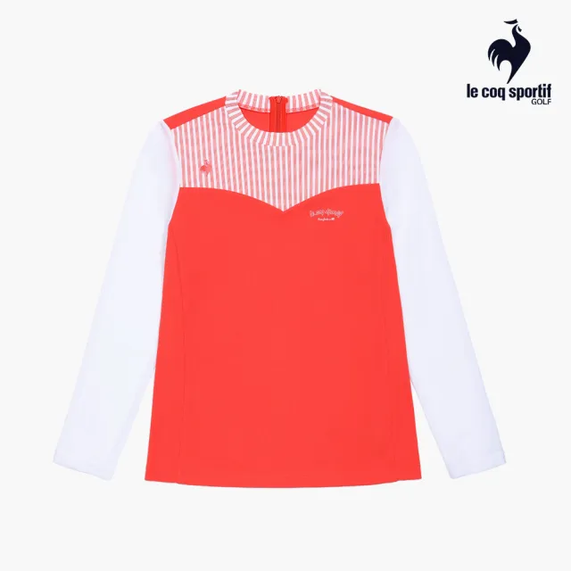 【LE COQ SPORTIF 公雞】高爾夫系列 女款橘色涼感吸濕防曬親膚舒適立領衫 QLX2T213