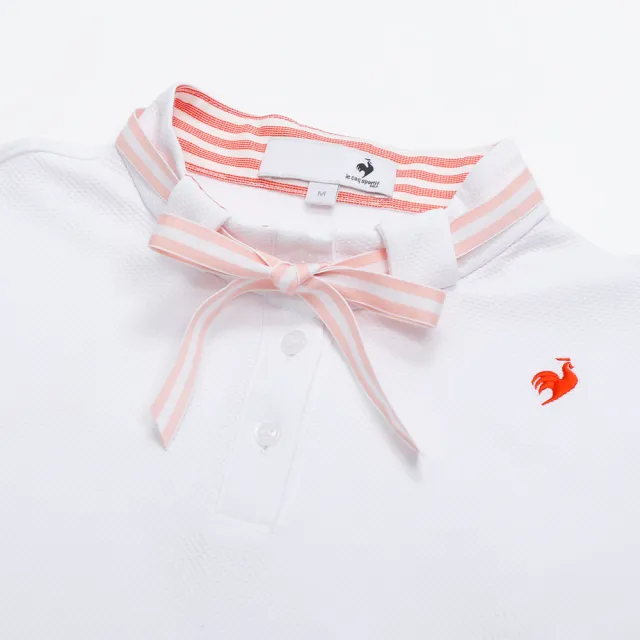 【LE COQ SPORTIF 公雞】高爾夫系列 女款白色吸汗速乾舒適透氣立領衫 QLX2T211