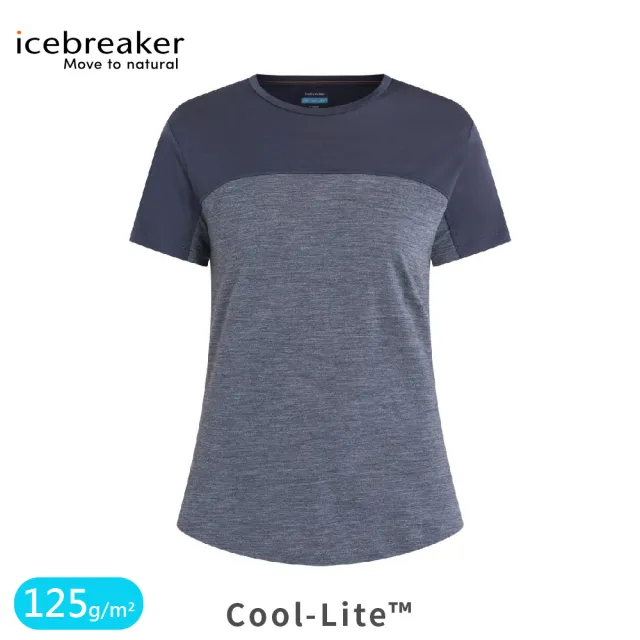 【Icebreaker】女 Sphere III Cool-Lite短袖色塊拼接125《鐵灰/藍灰》0A56XY/排汗衣/短T