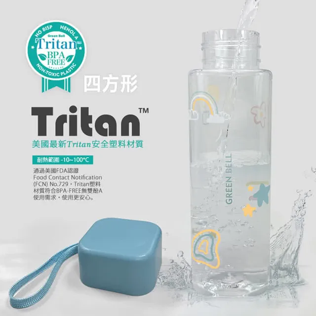 【GREEN BELL 綠貝】Tritan&PC手提童趣水壺600ml2入組-兩款各一(隨行 輕巧 兒童 開學 野餐 SGS)