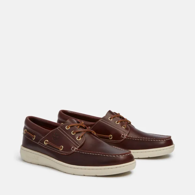 【Timberland】男款酒紅色三孔輕量帆船鞋(A6CXMEIW)