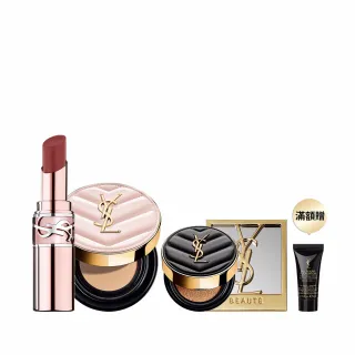 【YSL】官方直營 情挑水光彩妝組(粉氣墊+新品潤唇膏)