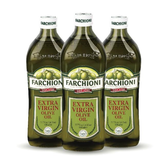 【法奇歐尼】義大利經典特級冷壓初榨橄欖油1LX3(大綠瓶/生飲級/高橄欖多酚/QAS食安認證/全素食/原裝進口)