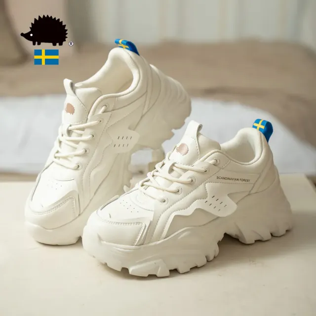 【SCANDINAVIAN FOREST 北歐小刺蝟】LEAD313．流線皮革增高老爹鞋(兩色任選)