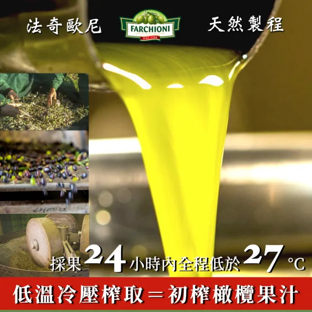 【法奇歐尼】義大利經典+果香特級冷壓初榨橄欖油1LX共4(大綠X2+大果X2/生飲級/高橄欖多酚/全素)