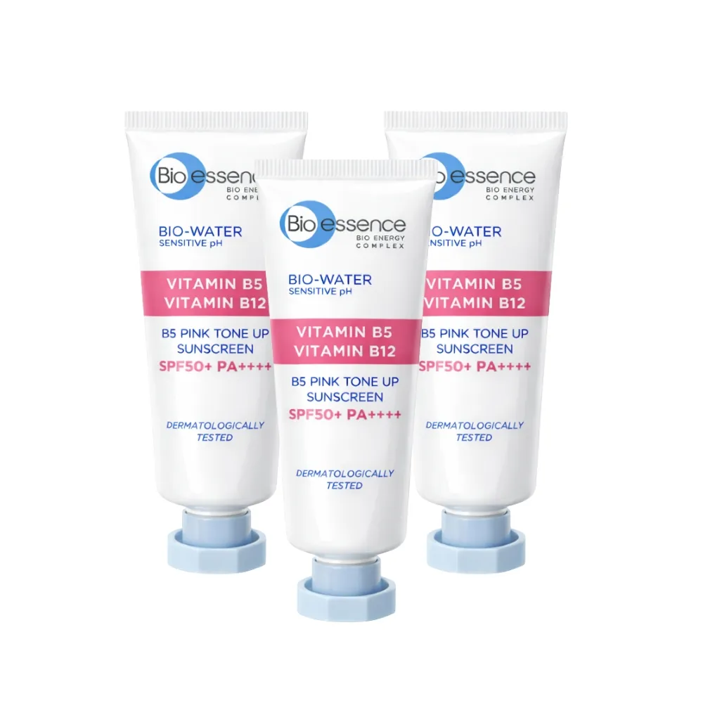 【Bio-essence 碧歐斯】BIO 水感舒緩B5粉色保濕防曬霜SPF50+ PA++++ 30ml(3入組)
