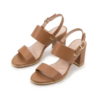 【FAIR LADY】芯太軟 寬版牛皮粗跟涼鞋(棕/233168 女鞋)