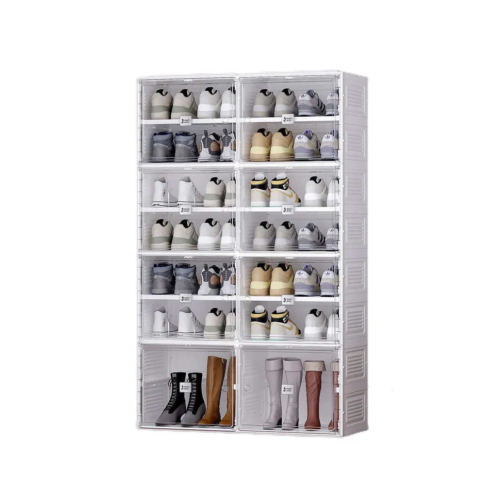 【hoi! 好好生活】ANTBOX 螞蟻盒子免安裝折疊式鞋櫃14格底層可放靴無色款