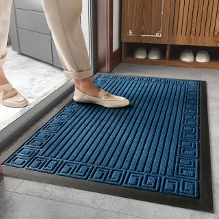 【JOCIYO 聚時柚】3D刮泥吸水90*60cm玄關腳踏墊 進門落塵地毯(丙綸圈絨壓花橡膠地墊)