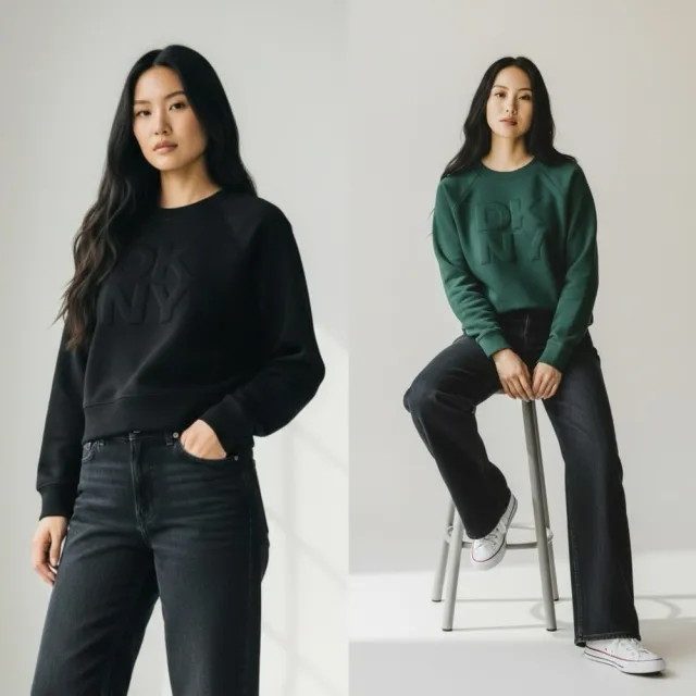 【DKNY】三色 立體大標 DKNY 女款 長T 寬短版型 落肩 彈性 長袖 T恤 縮口 無刷毛 @1796