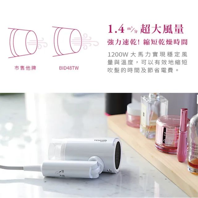 【TESCOM】官方直營 雙電壓負離子吹風機 BID48TW