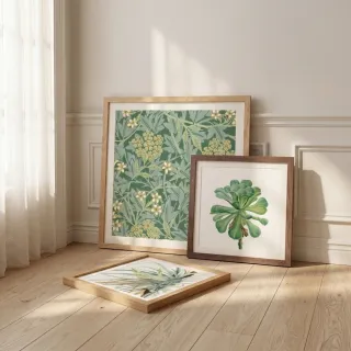 【菠蘿選畫所】北美紅橡/柚木實木方形畫框-30x30cm(包含內襯卡紙/木質高級感擺台/實木相框畫框/印刷裱畫)