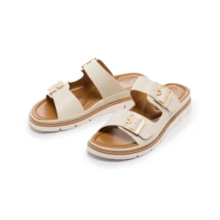 【FAIR LADY】小時光 森林系雙帶方扣厚底軟墊拖鞋(奶油/153178 女鞋)