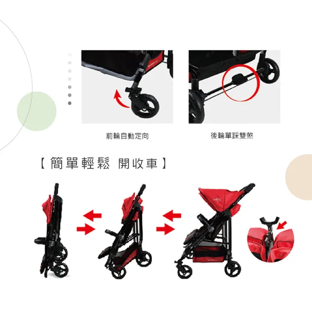 【莫菲思】統支 雙向雙人座躺兩用嬰幼兒手推車(雙寶推車 四輪推車)