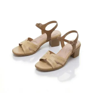 【FAIR LADY】芯太軟 沁涼鏤空交叉帶粗跟涼鞋(黃/2B3203 女鞋)